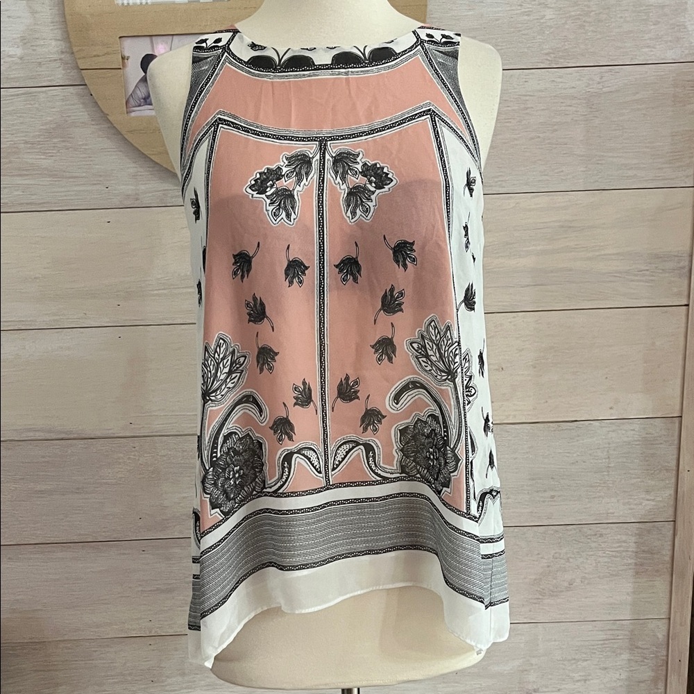 Max Edition Floral Tank Top - Pink and Black S Petite
